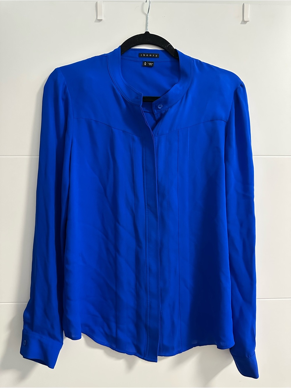 Theory Cobalt Blue Silk Blouse